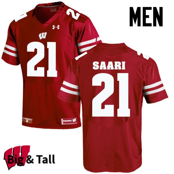 Wisconsin Badgers Men's #21 Mark Saari NCAA Under Armour Authentic Red Big & Tall College Stitched Football Jersey IK40I71AF